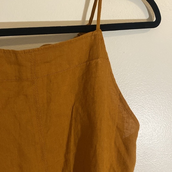 NWT Everlane 100% Linen The Apron Dress Mustard Spice size Large - Picture 6 of 10